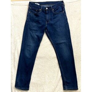 Levis 502 Jeans W31 L32 Actual 32 x 31 Mens Navy Blue Taper Fit Stretch Denim